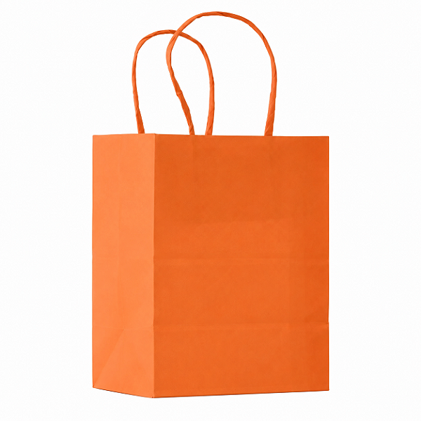 SACOLA PAPEL KRAFT LARANJA 17,5X8,5X21,5CM C/10 UND