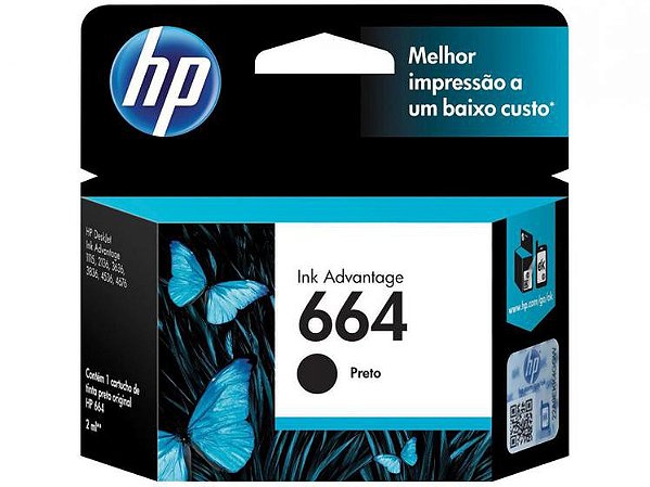 Cartucho de Tinta HP Preto 664 Original
