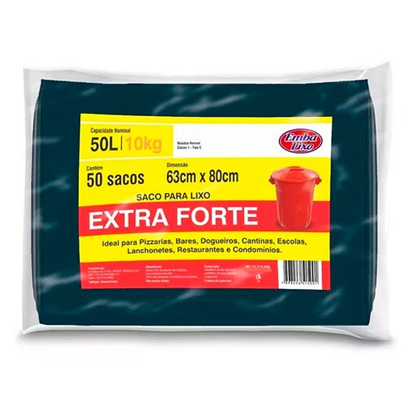 Saco de Lixo Extra Forte 50L