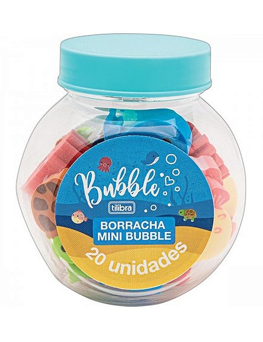 Borracha Escolar Tilibra Mini Bubble Pote com 20 Un Sortidas