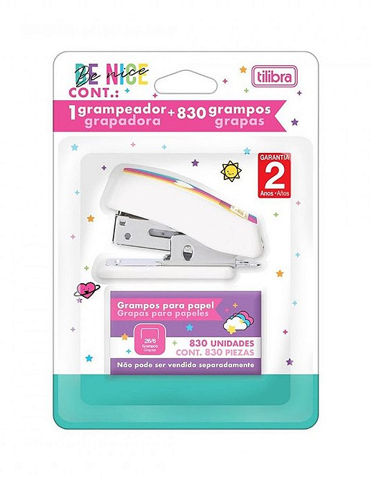 Grampeador Mini Be Nice Com 830 Grampos Tilibra