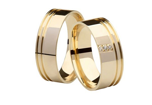 Aliança de Ouro Infinity Three Diamond