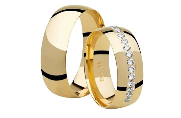 Aliança de Ouro Diamantada