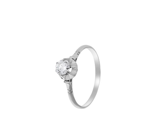 Solitário Ouro Branco Com Brilhante de Diamante Puro