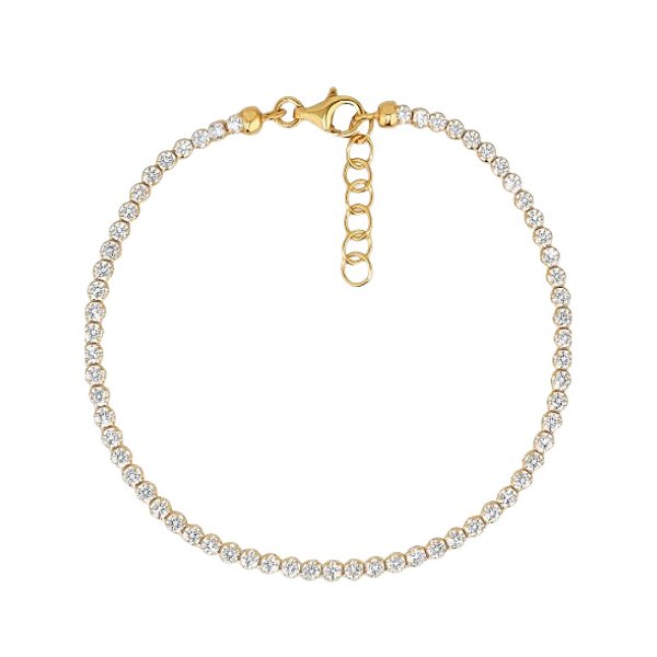 Pulseira Riviera Infinity Prata com Banho Ouro Amarelo Cravejado