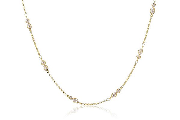 Colar com Corrente de Mini Pérolas Banho de Ouro 18k