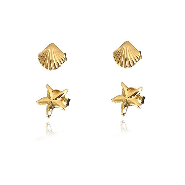 Dupla Marinho Banho de Ouro 18k