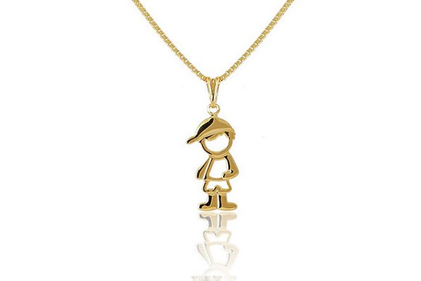 Colar com Pingente de Menino Banho de Ouro 18k