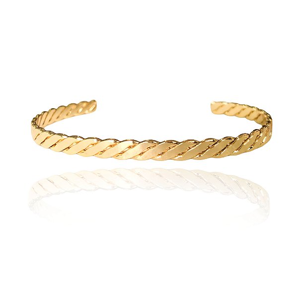 Pulseira Fio Trançado Folheado em Ouro 18k