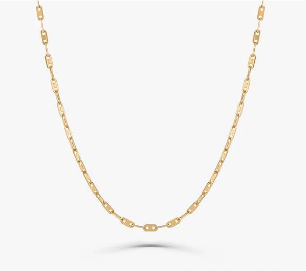 Corrente Malha Piastrine Em Ouro Amarelo 18k - 45 Cm