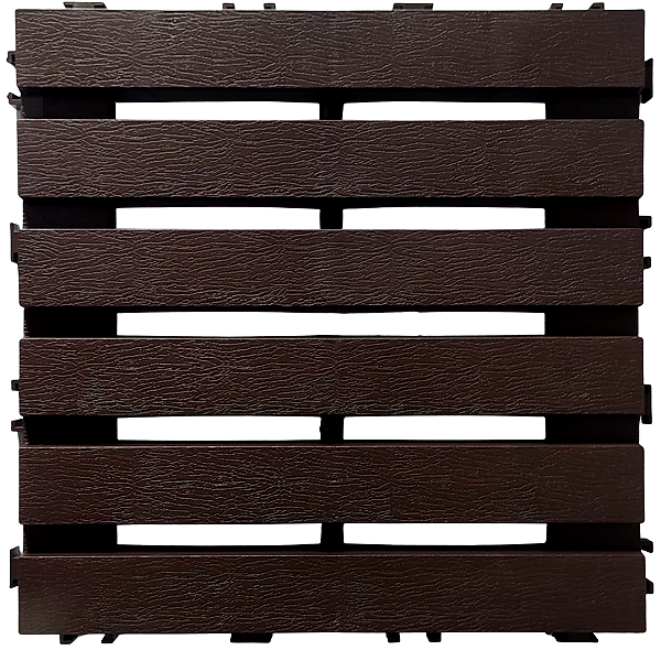 Deck Modular Madeira Plástico Encaixe Piscina Sacada  30x30x2,5cm - Cor Marrom