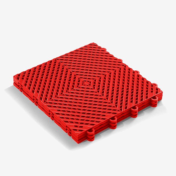 Piso Plástico Modular Automotivo - Vermelho - 33x33cm