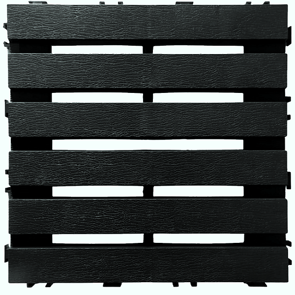 Deck Modular Madeira Plástico Encaixe Piscina Sacada  30x30x2,5cm - Cor PRETO