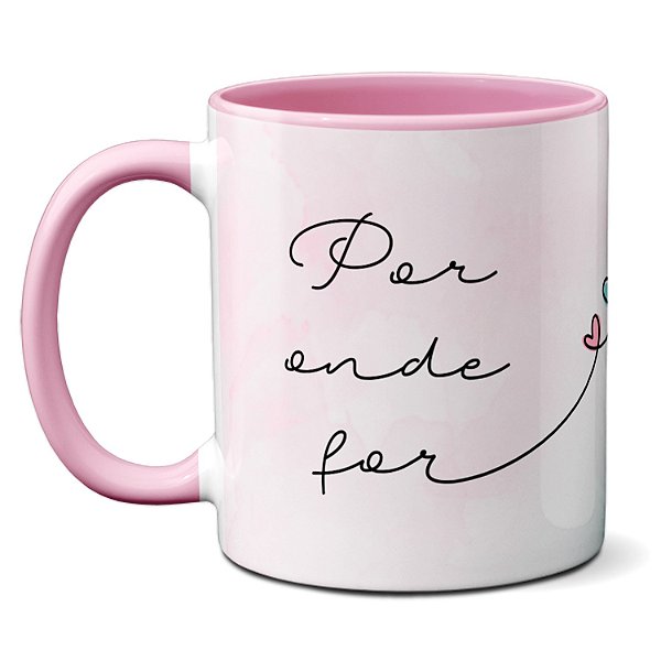 Caneca Namorados Corações Por Onde For Quero Ser Seu Par