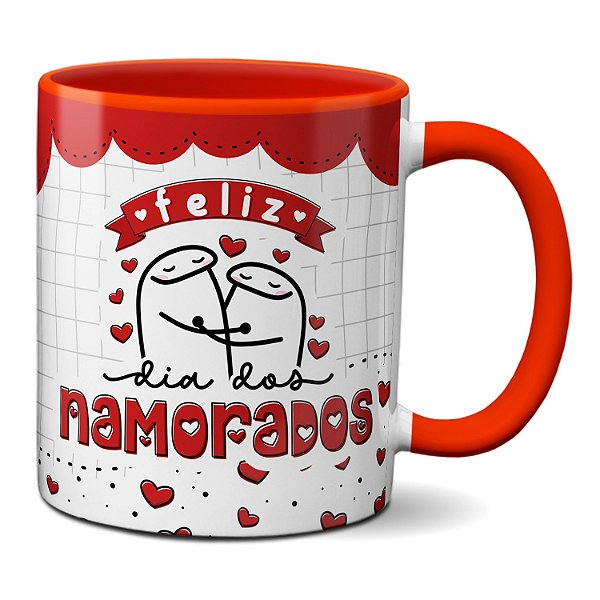 Caneca Flork Feliz Dia Dos Namorados Apaixonados Corações