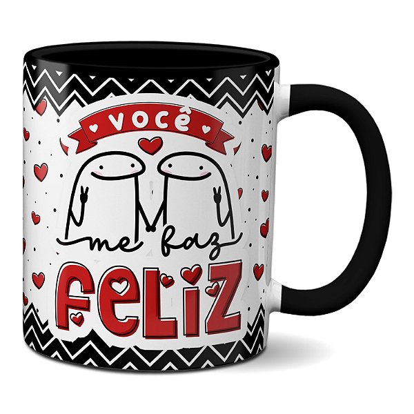 Caneca Flork Namorados Fofos Apaixonados Você Me Faz Feliz