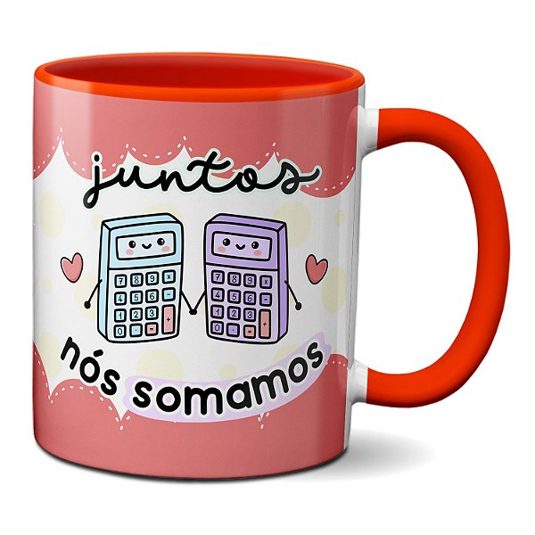 Caneca Presente Calculadora Fofa Casal Juntos Nós Somamos