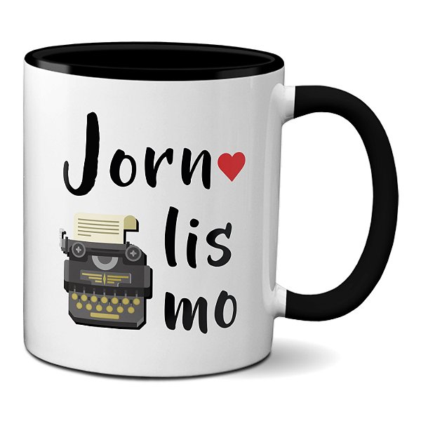 Caneca Eu amo Jornalismo Presente Curso Profissão Criativo