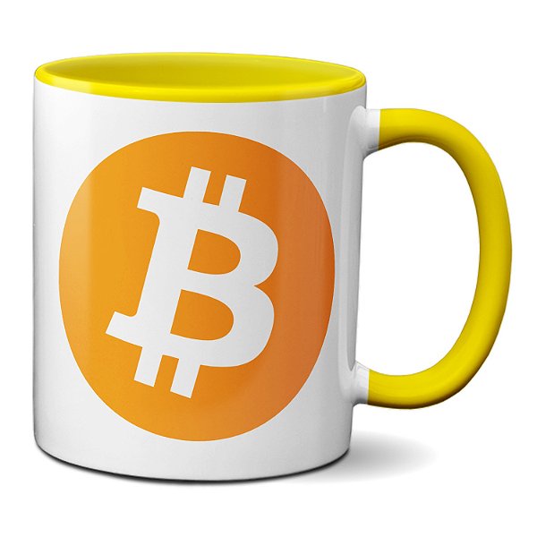 Caneca Bitcoin Logo Oficial Criptomoeda Virtual Investidor