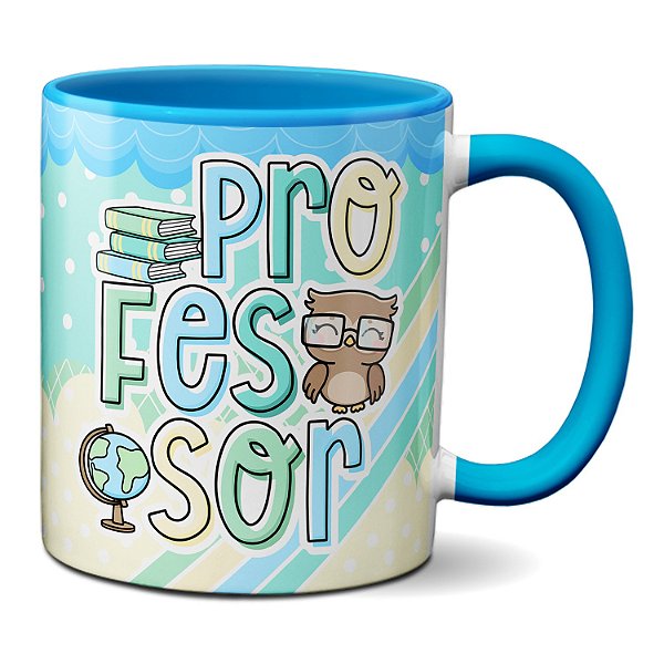 Caneca Professor Profissional Coruja Livros Presente Fofo