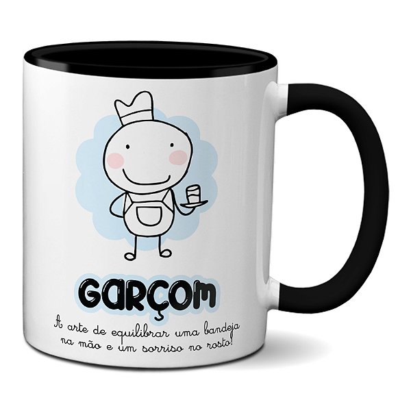 Caneca Garçom Arte De Equilibrar Uma Bandeja Com Sorriso - Minha Caneca