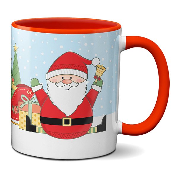 Caneca Árvore De Natal Presente Fofo Trenó Papai Noel