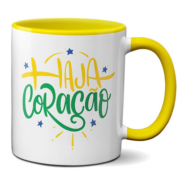 Caneca Brasil Verde Amarelo Copa Do Mundo Haja Coração