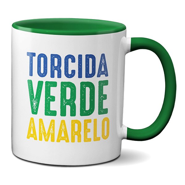 Caneca Torcida Verde E Amarelo Copa Do Mundo Brasil Hexa