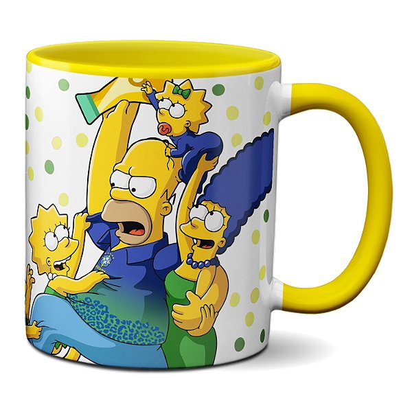 Caneca O Hexa É Nosso! Pra Cima Brasil! Família Simpsons