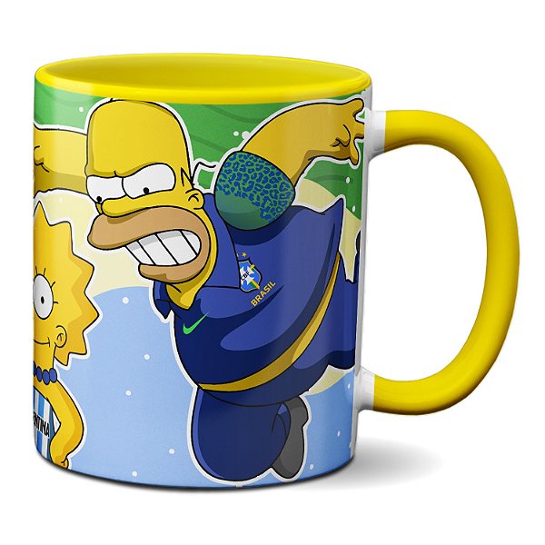 Caneca Homer Lisa Simpsons O Hexa É Nosso! Pra Cima Brasil!