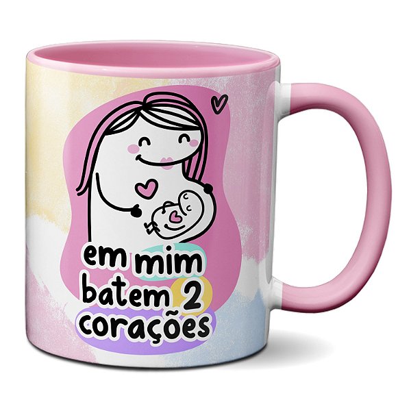 Caneca Flork Presente Dia das Mães Batem dois Corações