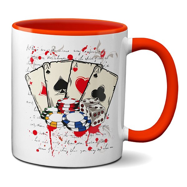 Caneca Poker Online Cartas Baralho Cassino Presente Criativo