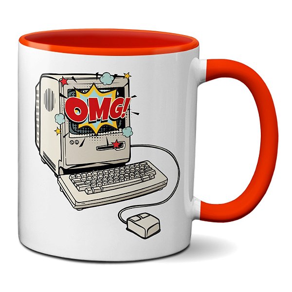 Caneca Geek PC Computador Antigo OMG Nerd Criativo