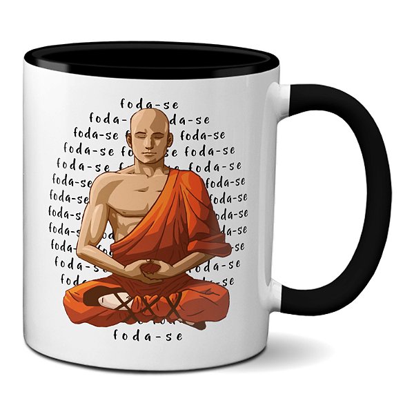 Caneca Engraçada Monge Meditando Foda-se Presente Criativo