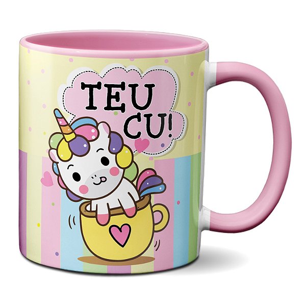 Caneca Teu Cu! Unicórnio Xingando Xícara Engraçada