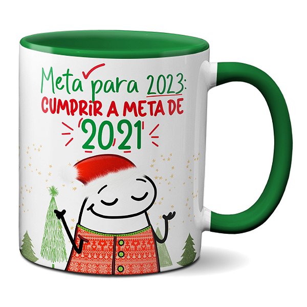 Caneca Presente de Natal Divertido Metas Para o Ano Que Vem