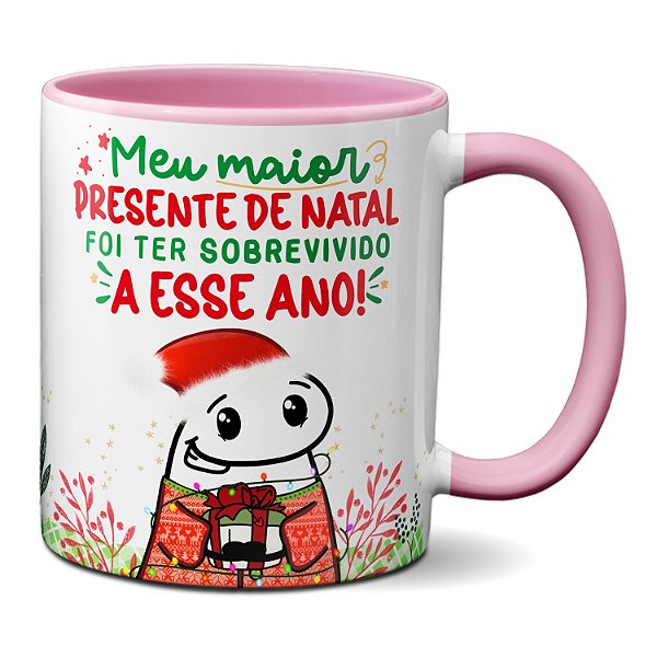 Caneca Engraçada Presente Natal Flork Sobrevivi a Esse Ano