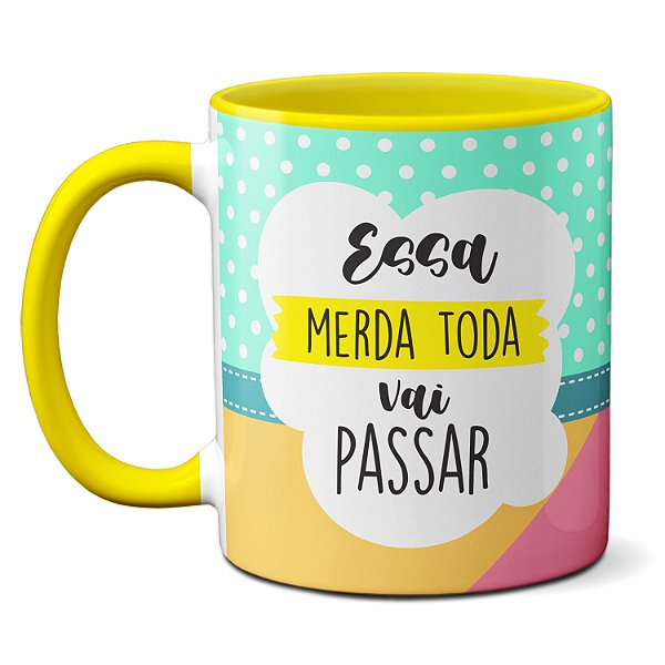 Caneca Lhama Fofinha Engraçada Essa Merda Toda Vai Passar