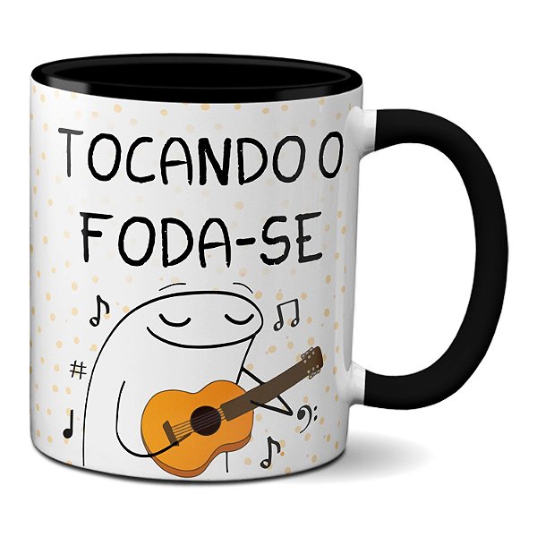 Caneca Engraçada Flork Violão Tocando O Foda-se