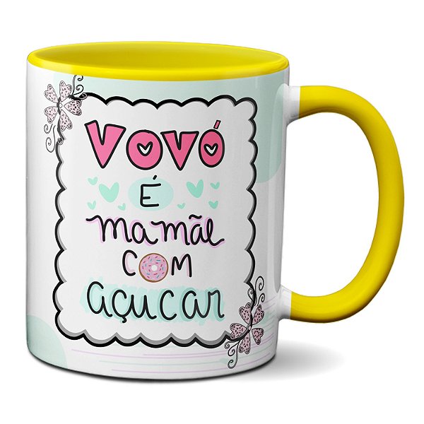 Caneca Dia Dos Avós Presente Vovó É Mamãe Com Açúcar