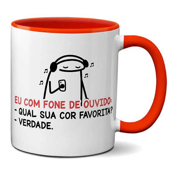Caneca Flork Meme Engraçada Eu Com Fone de Ouvido Presente