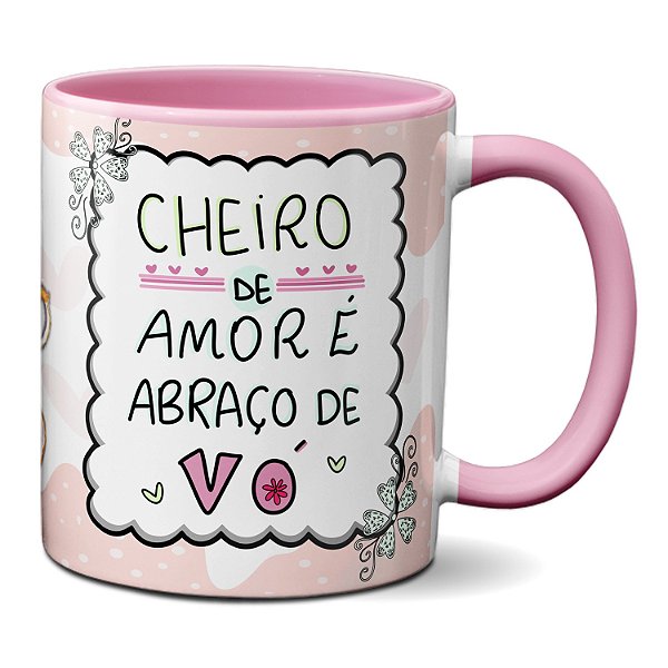Caneca Dia Dos Avós Cheiro De Amor e Abraço Do Vó