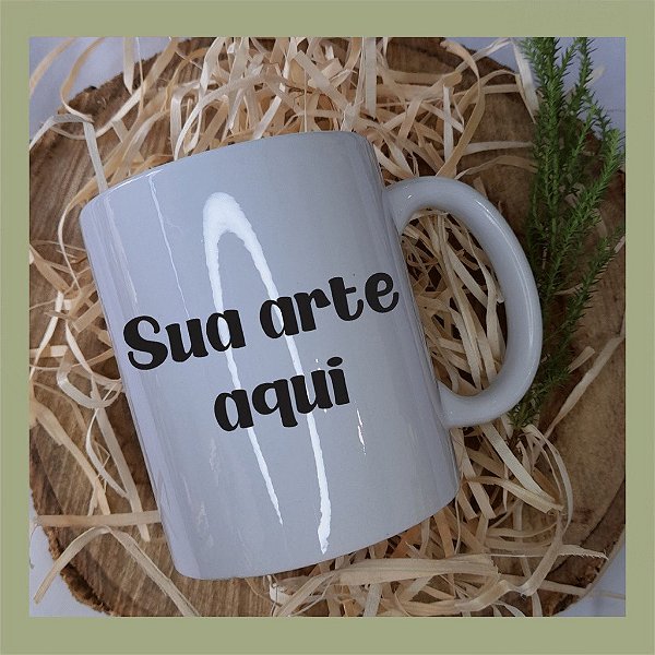 Caneca Porcelana Personalizada com sua ideia Alças Brancas e Coloridas