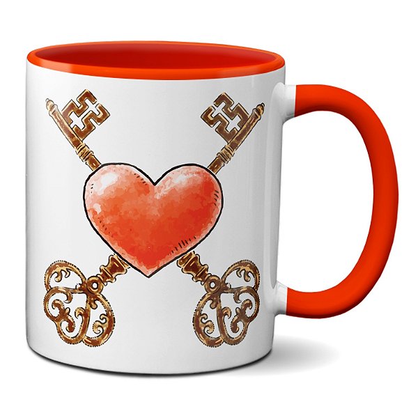 Caneca Presente Namorados Chaves Coração Casal Personalizado