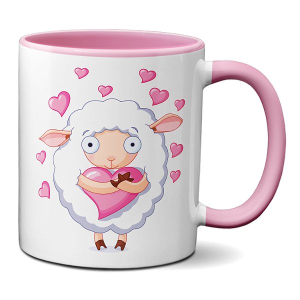 Caneca Ovelha Fofinha Coração Presente Criativo Namorados