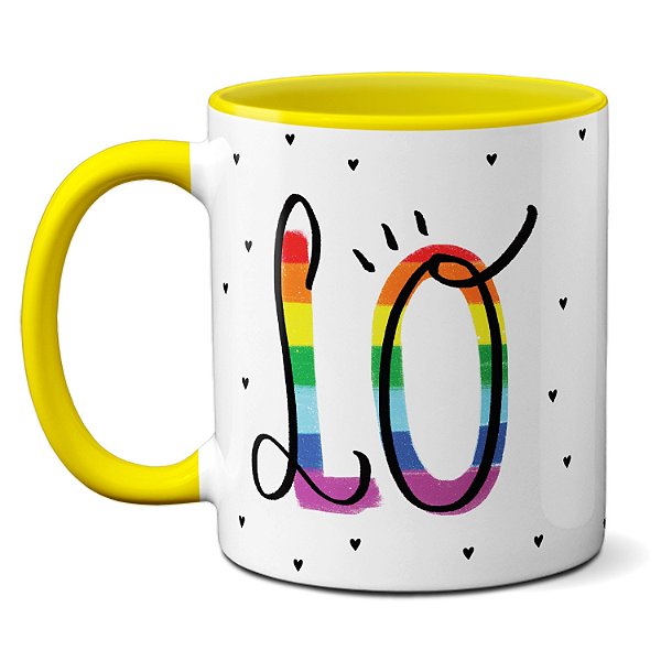 Caneca Presente Namorados Casal Love Amo Arco-íris Criativo