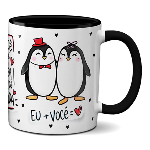 Caneca Casal Namorados Quero Ser seu Par Eu Mais Você