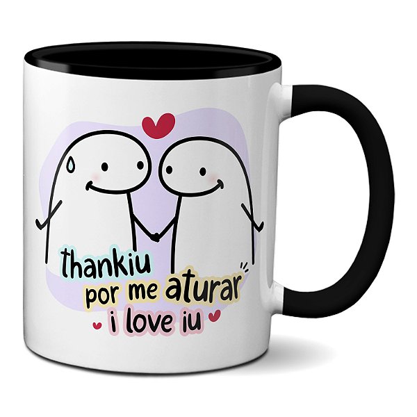 Caneca Flork Namorados Fofos Thankiu Por Me Aturar I Love Iu
