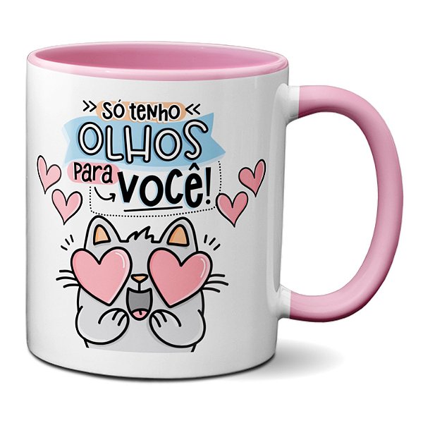 Caneca Namorados Gatinho Apaixonado Ao Seu Lado Sou + Feliz