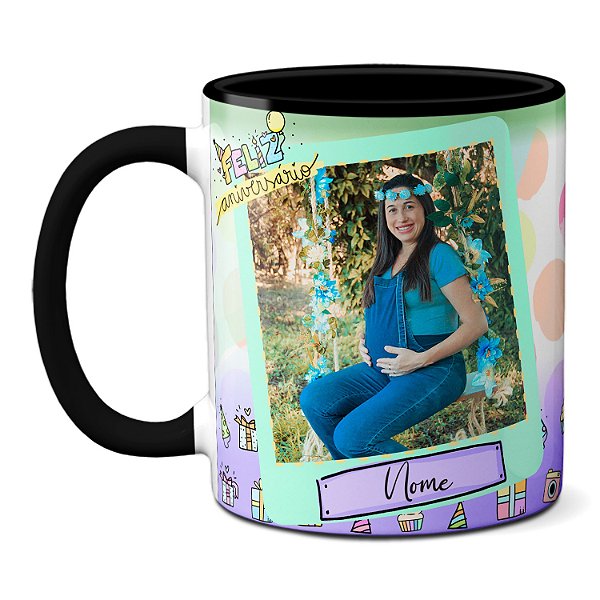 Caneca Feliz Aniversário Com Foto Gente Que Faz Aniversário